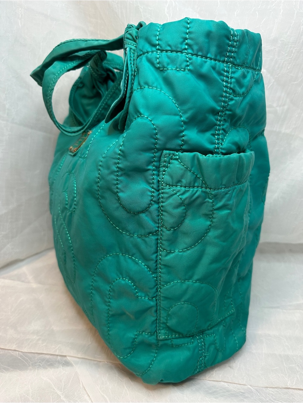 Marc by Marc Jacobs Teal Quilted Knot-Handle Tote - Picture 6 of 7